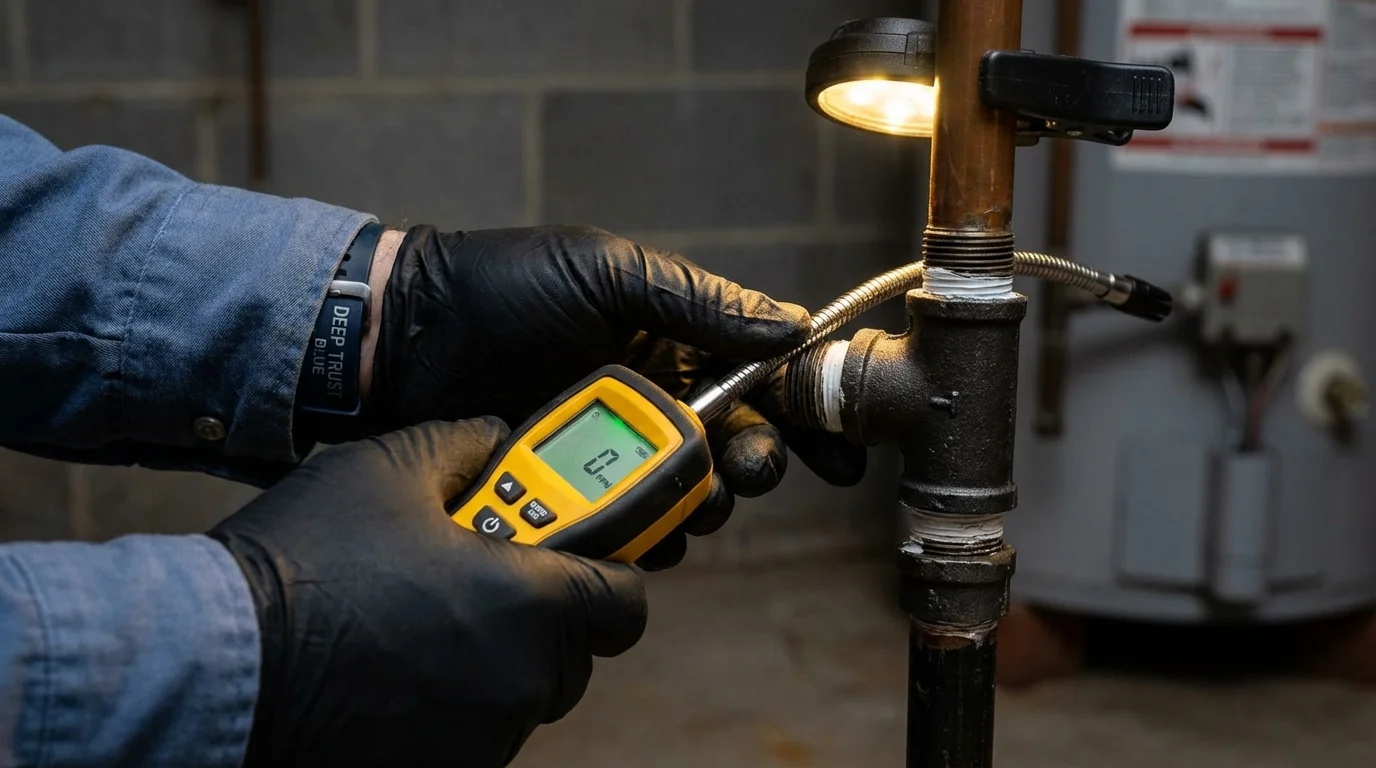 Gas leak detection with electronic sniffer by Johns Plumbing LLC in Santa Maria
